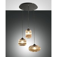 Pendelleuchte Nordal, 3-Flammig, E27, IP20, Schwarz/Amber