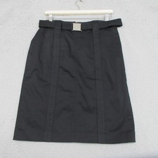 Calvin Klein Skirt Womens 10 Black Belted Stretch Pencil Lined Career Buckle