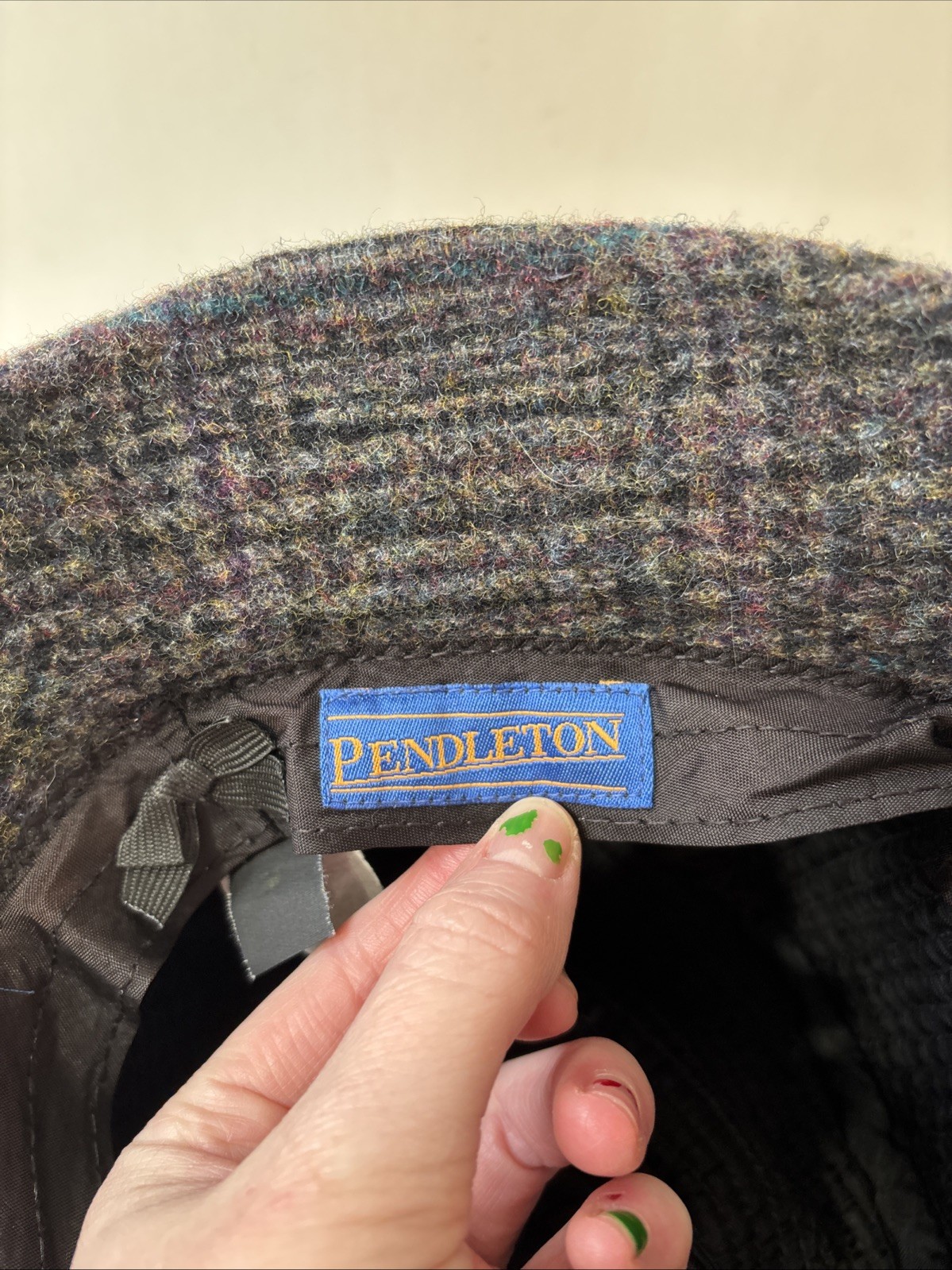 Vintage Pendleton Gray Wool Fedora Herringbone Bu… - image 10