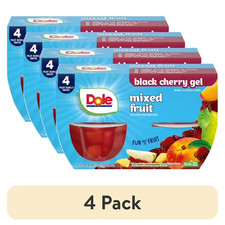 4 Pack Dole Mixed Fruit Bowls Black Cherry Gel 4.3 oz Cups Vitamin C Snack