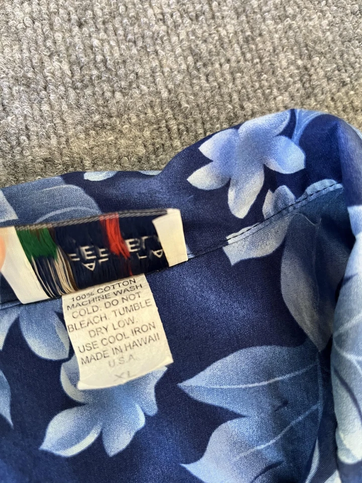 Camisa Hawaiana Aloha Republic Para Hombres XL Azul Palma Surf Coches Hecha en Hawai EE. UU. Foto 4 de 4