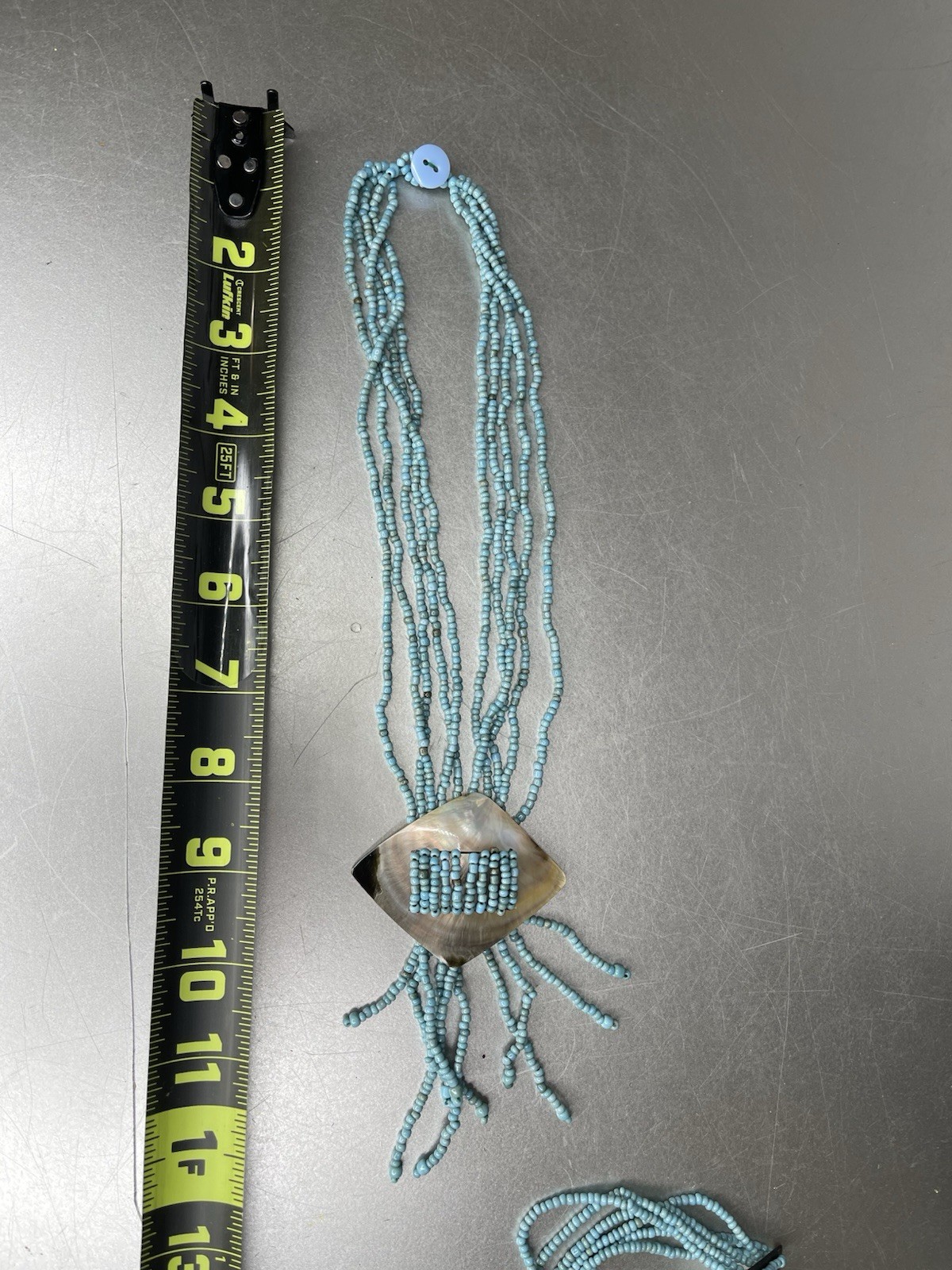 Multi-Strand Seed Bead Necklace Shell Pendant & M… - image 4