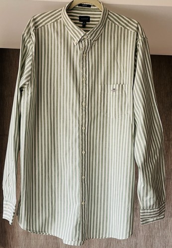 NEW no Tags Gant 3XL "Regular" blended LINEN Green/white striped shirt