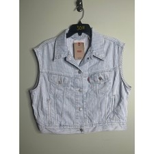 Levi's Womens Denim Shrunken 90s Striped Vest Large