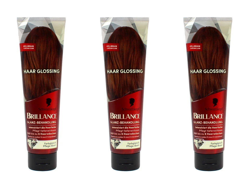 Schwarzkopf Brillance Haar Glossing Hellbraun Glanz-Behandlung , 3x150ml EA12077