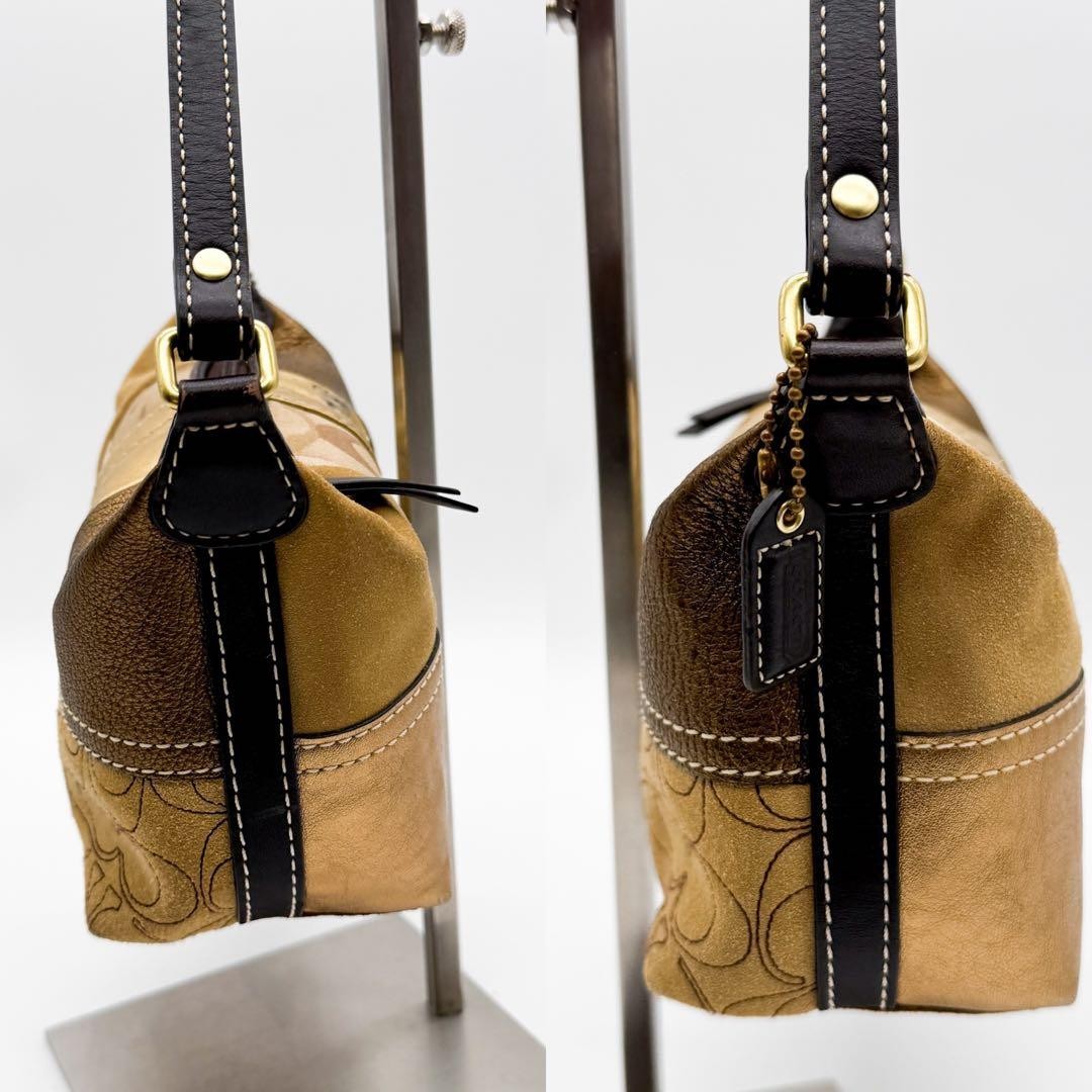 Coach Patchwork Suede Canvas Leather Accessory Po… - image 5