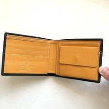 Ettinger Bi Fold Wallet Black x Orange Beautiful Item