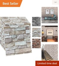 10PCS 3D Wall Panels Peel and Stick Foam 3D Brick Wallpaper Peel and Stick Fa...