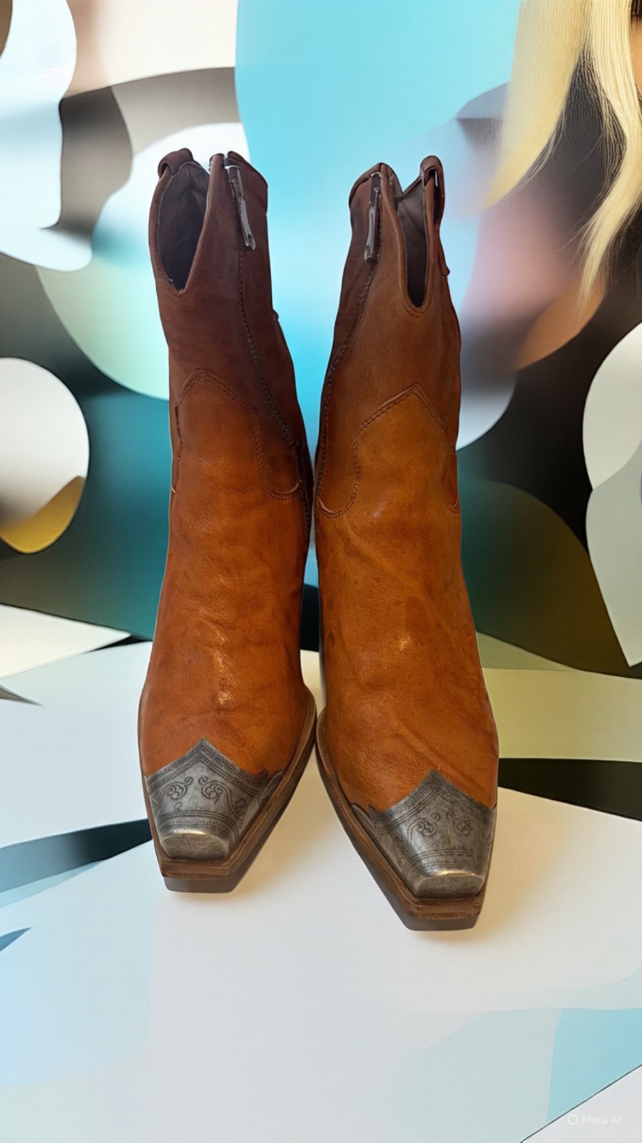 Free People Brayden Western Boot Leather Camel Size  EU 36 - Made in Italy
