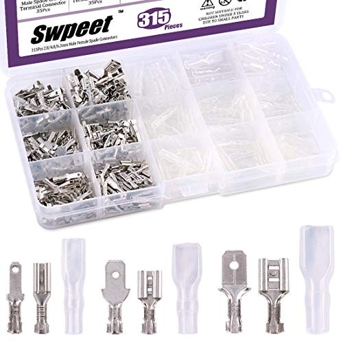 Swpeet 315Pcs 2.8/4.8/6.3mm Male and Female Spade Quick Connectors Wire Crimp - Imagen 2 de 8