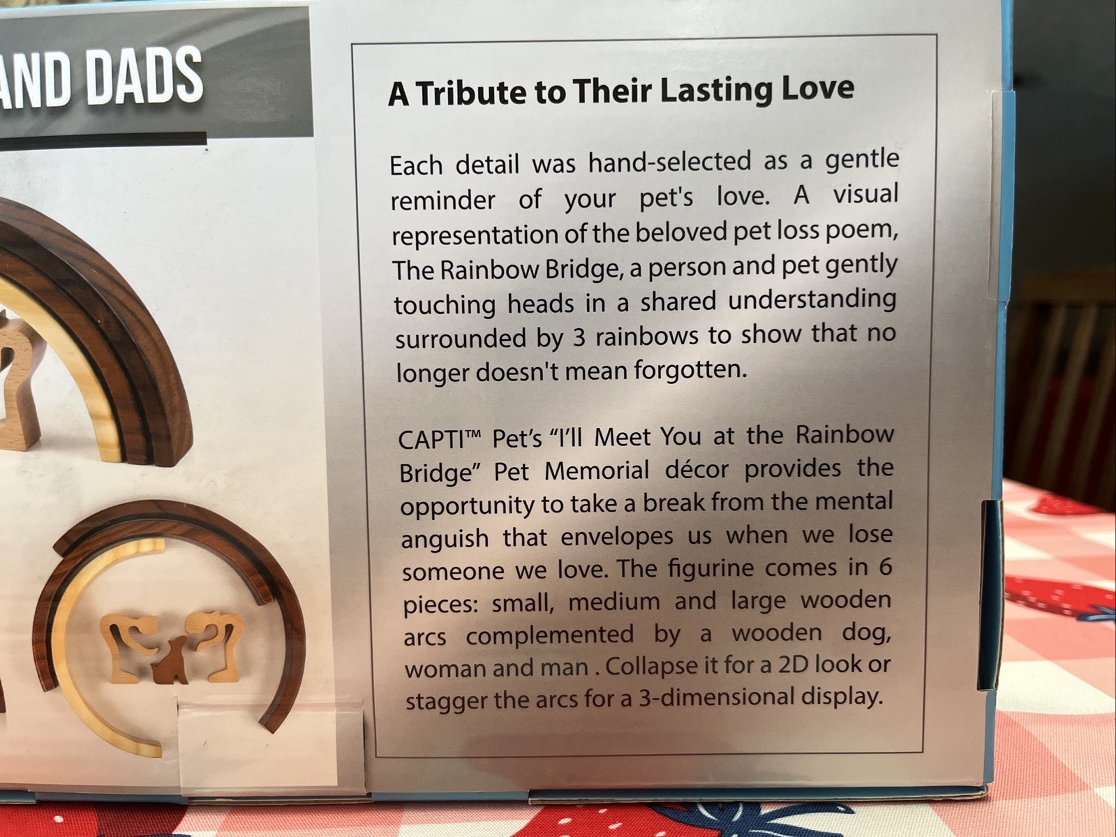 Capti Pets Rainbow Bridge Memorial for Fur Moms and Dads Dog New Open Box Unused
