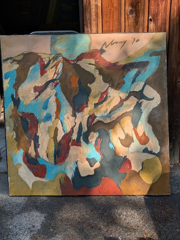 MID CENTURY PAINTING CUBIST MODERNISM EXPRESSIONISM ALBERT ABANY 1970'S Mass