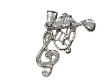 Sterling Silver 3-Piece Musical Theme Pendant Music Notes 925