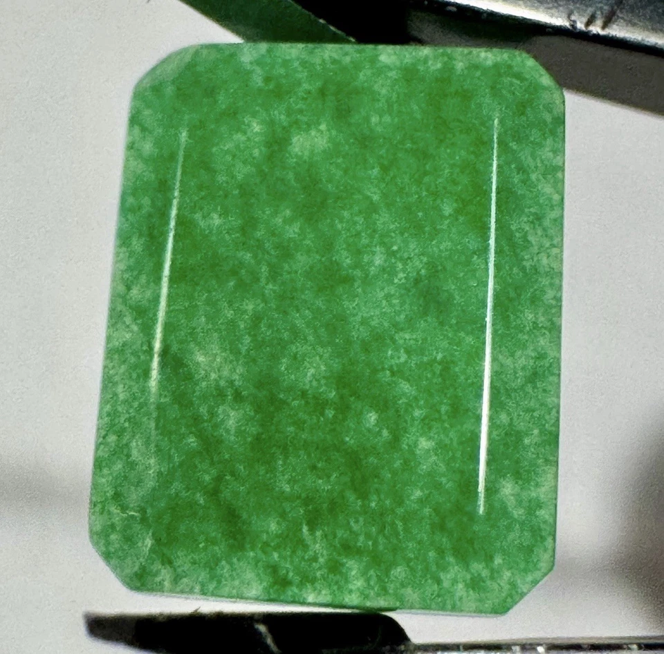 ANTIGUO STOCK 1.50ct AGUA BIRMANA IMPERIAL ESMERALDA VERDE JADEÍTA CORTE ESMERALDA Foto 3 de 4