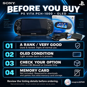 Sony PS Vita PCH-1000 OLED Region Free Fat A Rank Very Good CIB or Console Only