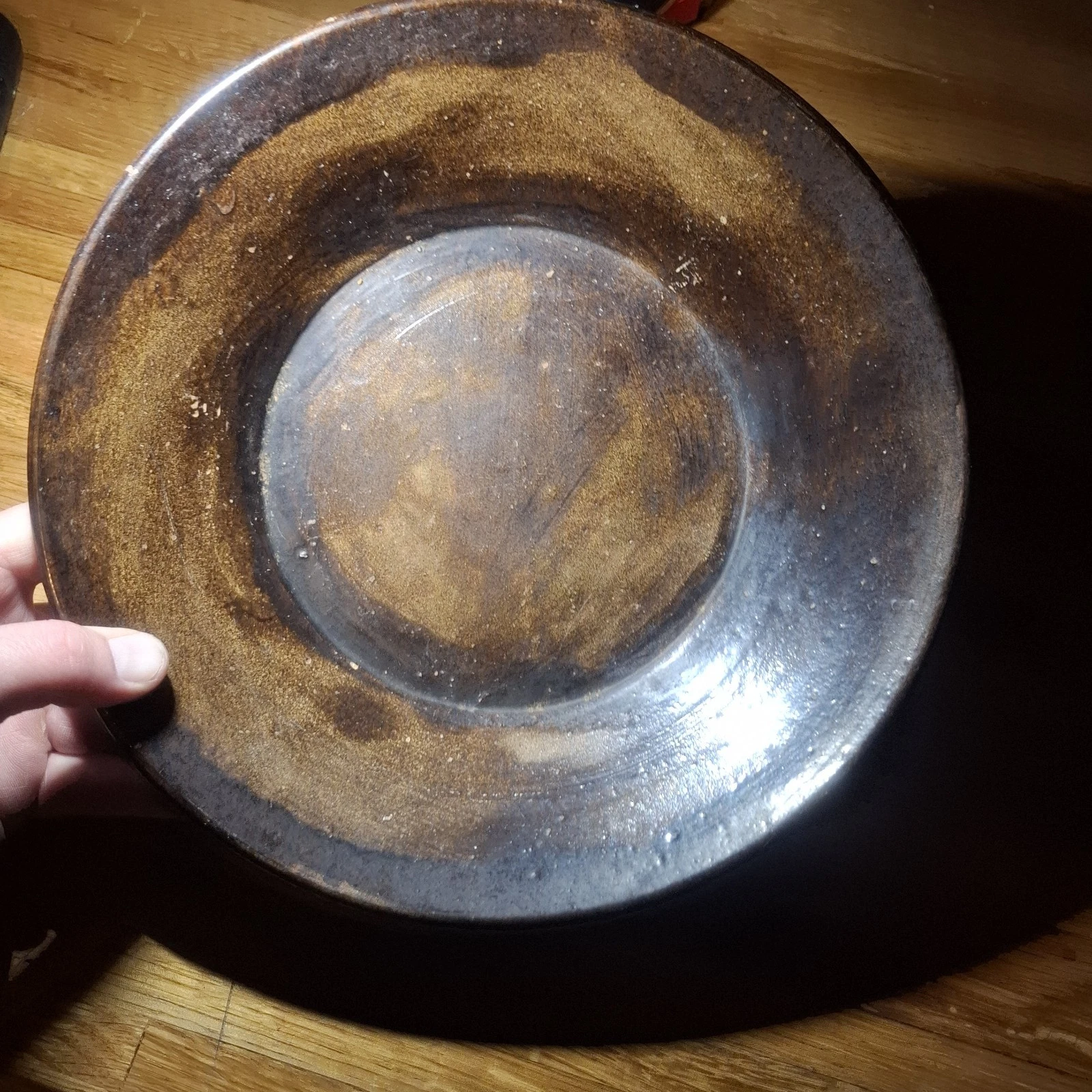 Vintage Pottery Pie Dish Dirt Dish Dark Color Glaze randolph county NC