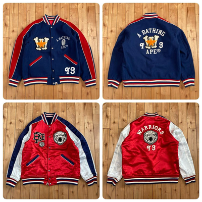 Reversible BAPE Logo Melton Wool Varsity Jacket Kanye NIGO A