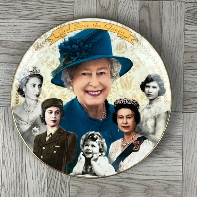 God Save The Queen Royal Worcester Teller 22 Karat Sammlerstück Wandbehang