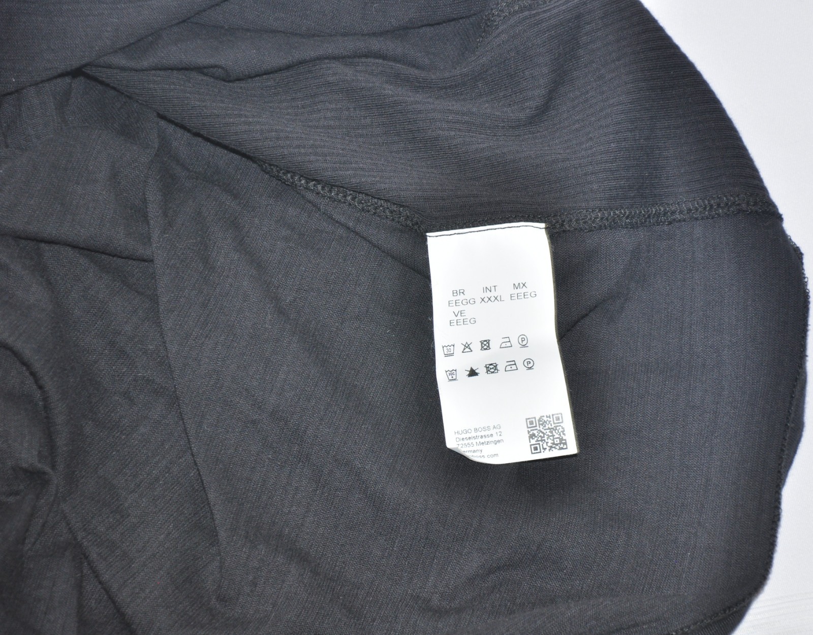 HUGO BOSS Men's XXXL Black Ribbed Panel Sassari Long Sleeve Tee Shirt 3XL Cotton