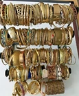 H 265+ HUGE Vtg Costume to Fashion Jewelry lot Bracelet Cuff Bangle GOLD Tone
