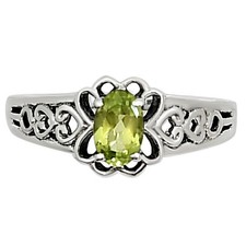 Natural Peridot 925 Sterling Silver Ring s.6 Jewelry R-1172