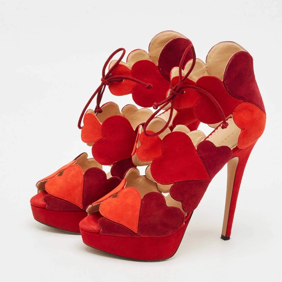 Sandálias plataforma Charlotte Olympia multicoloridas de camurça tamanho 39 - Imagem 2 de 4