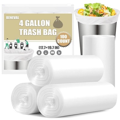 Small Trash Bags 4 Gallon - 100 Count 4 Gallon Trash Bag, Small Garbage Bags ...
