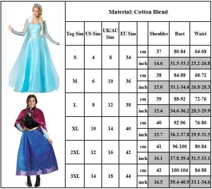 Damen Frozen Prinzessin Elsa Anna Party Kleider Fasching Karneval Cosplay Kostüm - Bild 2 von 4