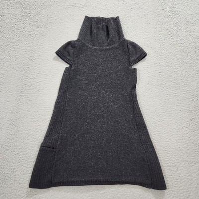 Ibex Sweater Womens Medium Gray Charcoal Kurta Cap Sleeve Cowl Neck Wool SM Hole