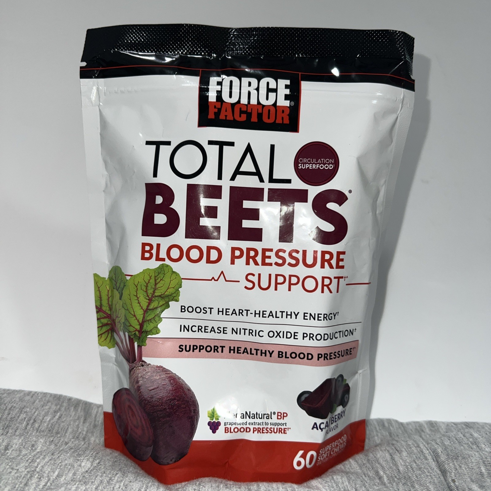 Force Factor Total Beets Acai Berry Flavored, 60 Soft Chews Exp: 09/26