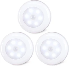 STAR-SPANGLED 3 Pack 2.8” Motion Sensor Lights Indoor AAA Battery Operated