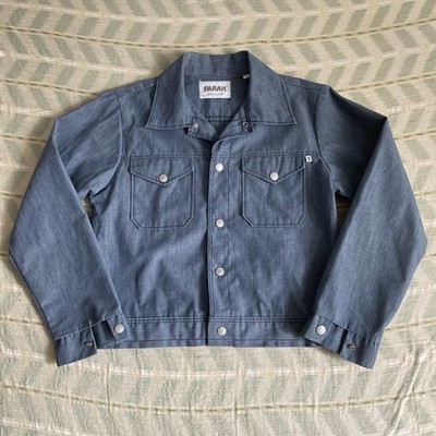 Vintage 1960s Farah Type 2 Cropped Fit Denim Jacket Sz S/M - Dark Wash