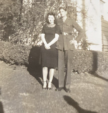 1940s WWII US Military Man  Beautiful Pretty Girl Fashion Original Photo P17r7