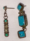 Lot of 2 Sterling & Turquoise Single Earrings-Wear/Repair/Scrap/As Is-5 Grams