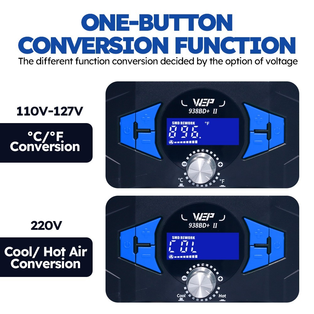 WEP 2-IN-1 Soldering Station Digital Solder Iron Kit Desoldering Gun Hot Air