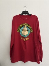 Resting Grinch Face In Texas Shirt-Mens Large-Red-Christmas-Dr. Seuss NWT