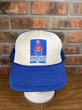 Vintage Sherwin Williams Paint Cover The Earth Logo Blue SnapBack Trucker Hat