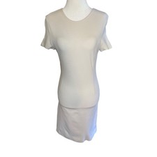Theory Jatinn K Oxford Knit Sheath Dress Cream Off White Short Sleeve Size 4
