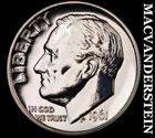 1961 Silver Roosevelt Dime - Choice Gem Proof  Lustrous  No Reserve  #K4360