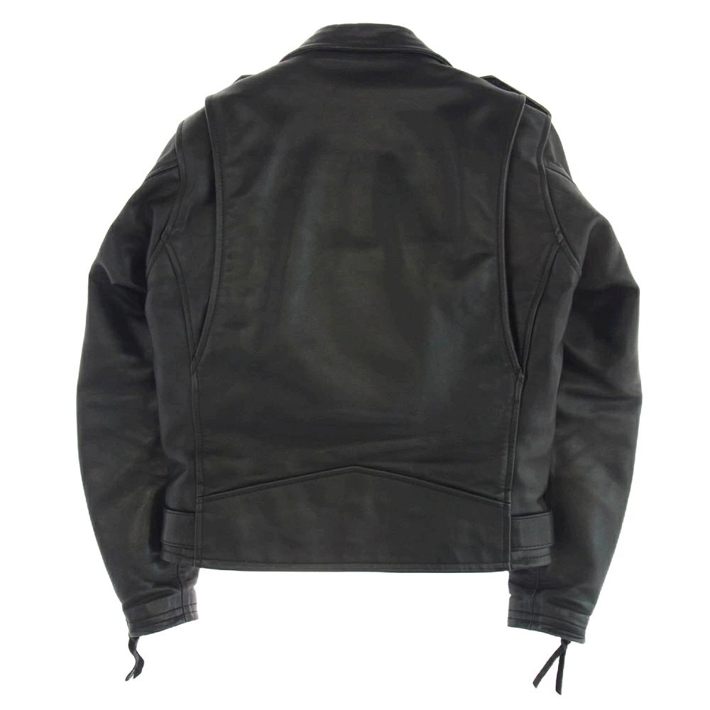 Kadoya Double Rider Jacket - Black Cowhide Leather, Size S, Nylon