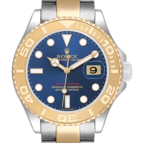 Rolex Yachtmaster 40 Steel Yellow Gold Blue Dial Mens Watch 16623