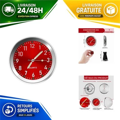 Mini horloge de voiture autocollante - Aiguilles lumineuses - Résistante - Photo 1/4