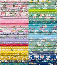Aubliss 50pcs 100 Cotton Fabric Bundle 10" x 10" PreCut Fat Squares Sheets Prin