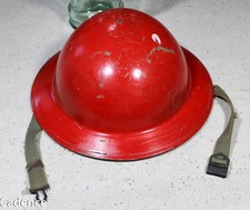 Post WW2 British Dutch Civil Defense MkII Brodie Helmet Red W/ Liner & Strap '56