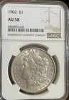 1902 P Morgan Silver Dollar ~ CERTIFIED by NGC AU 58 ~ 90% Silver $1