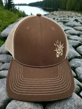 NE CO Logo Brown Trucker Hat Outdoor Cap Snapback Mesh Back Hunting Style Cap