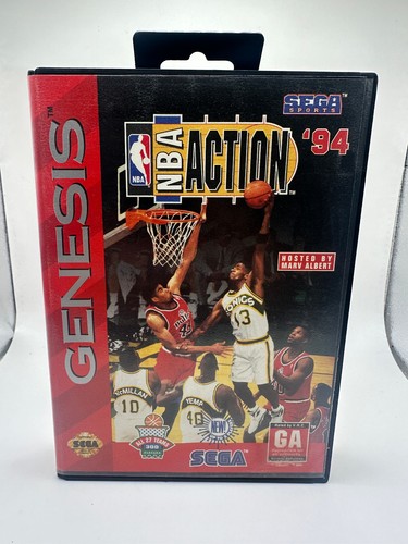 NBA Action '94 (Sega Genesis, 1994)- W/ Box & Manual- TESTED & WORKS- HANG TAB - Picture 3 of 5