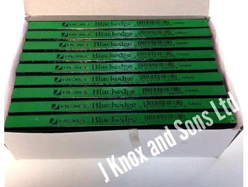 1 box 72no Rexel Blackedge Carpenters Pencil Hard Grade Green Pencils Carpenter