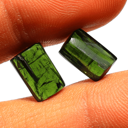 2 Pezzi Tormalina Verde Naturale Alta Qualità 10,5-10,9mm Pan di Zucchero Cabochon Gemme - Foto 5 di 9