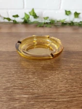 Vintage Amber Glass Round Ashtray 4.5"